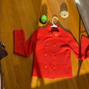 Pop orange button up thick knitted cardigan